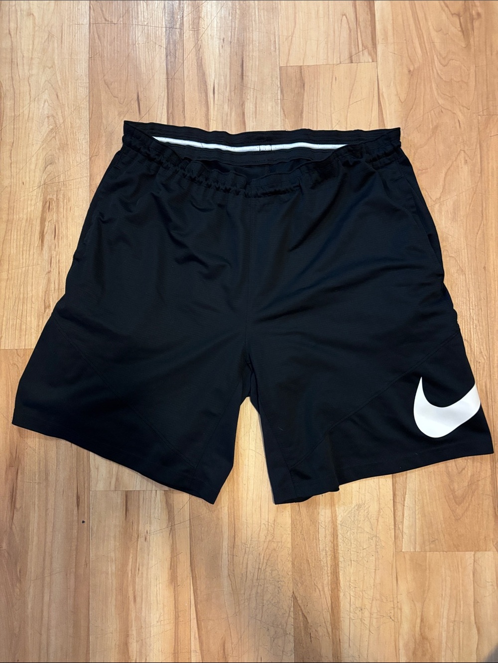 Nike Men’s Black Athletic Shorts with White Swoosh